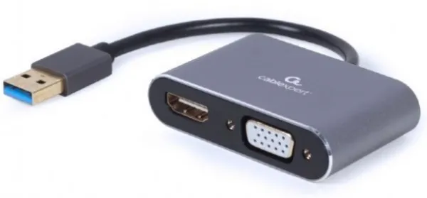 GEMBIRD A-USB3-HDMIVGA-01 Gembird USB to HDMI + VGA display adapter, space grey Slika 1