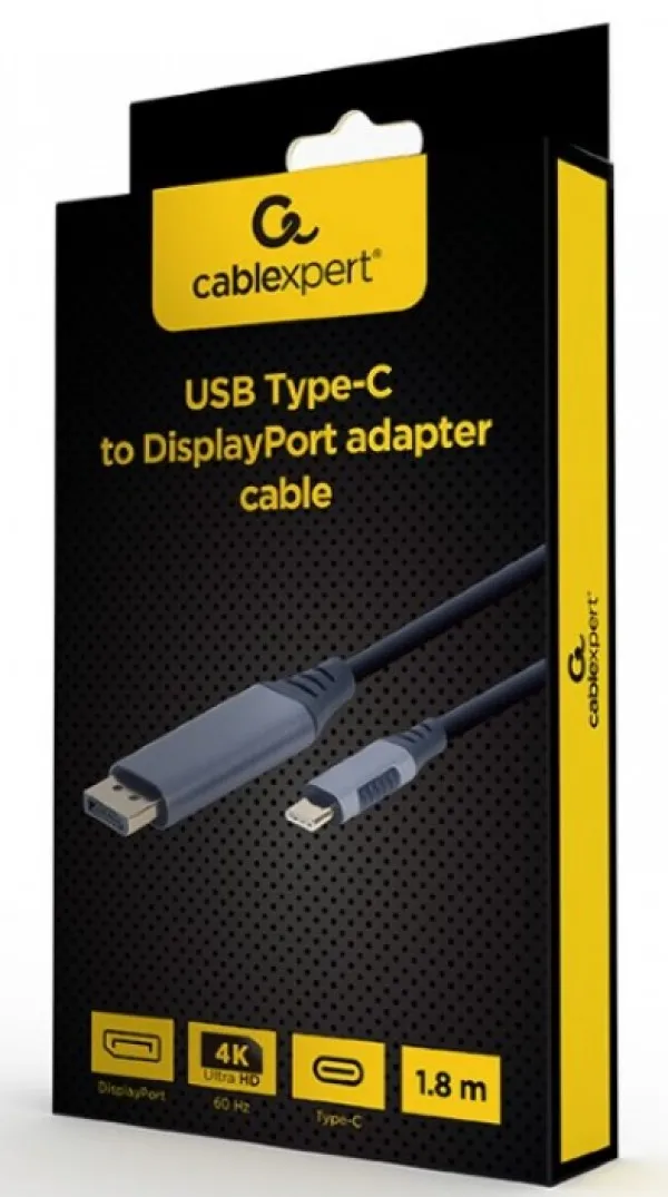 GEMBIRD CC-USB3C-DPF-01-6 Gembird USB Type-C to DisplayPort male adapter cable, space grey, 1.8 m A Slika 3