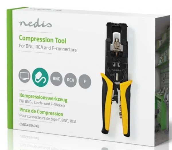 NEDIS CSGG49540YE Klesta za BNC, RCA i F kompresione konektore, ABS / celik Slika 2