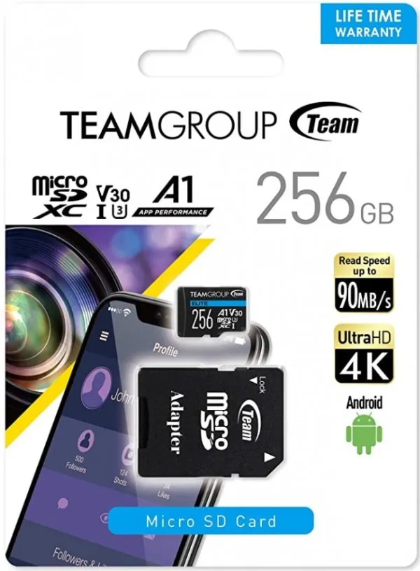 TEAM GROUP TeamGroup MICRO SDXC 256GB ELITE, UHS-I U3 V30 A1, 100/50MB/s +SD Adapter TEAUSDX256GIV30A103 Slika 3