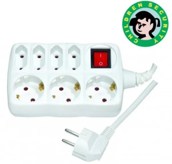 MIT.EL Produzni kabl sa 7 uticnica (3x1.5mm) 2m PM7P-2M DZ 16A, 250V-3680W Slika 2