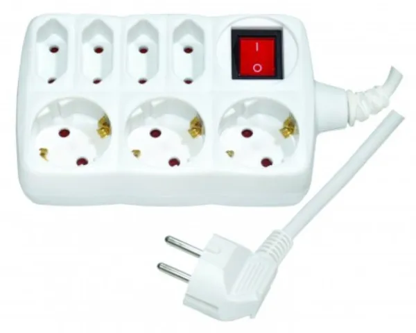 MIT.EL Produzni kabl sa 7 uticnica (3x1.5mm) 2m PM7P-2M DZ 16A, 250V-3680W Slika 1