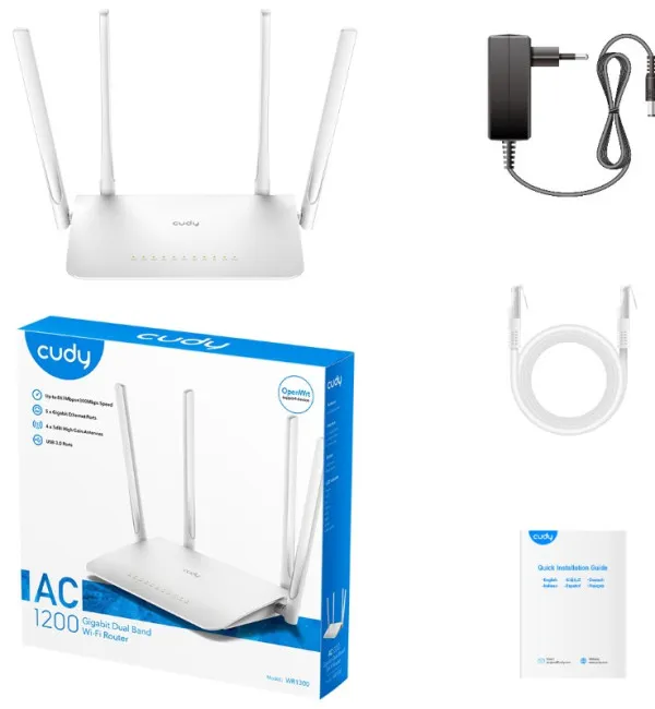 CUDY Cudy WR1300 AC1200 Dual Band 2.4+5Ghz MESH Wi-Fi Ruter 1W/4LAN Gbit,4x5dBi Wisp/AP/REP/TR Slika 5