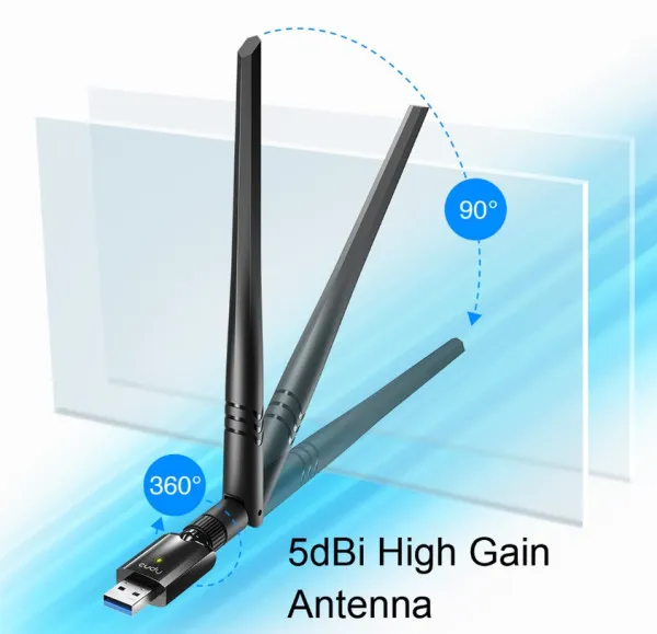 CUDY Cudy WU1400 AC1300 Wi-Fi USB 3.0 Adapter,2.4+5Ghz,5dBi high gain detach.antenna,AP(Alt.U1,U6) Slika 3