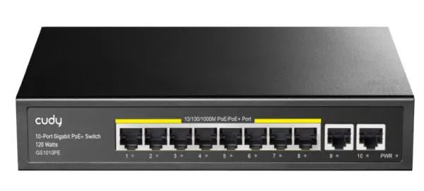 CUDY Cudy GS1010PE 8-Port Gbit PoE+ Switch with 2 Gbit Uplink Ports 120W, steel case Slika 3