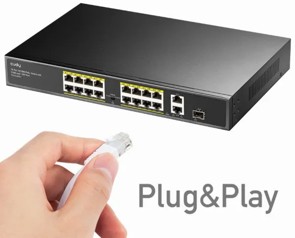 CUDY Cudy FS1018PS1 16-Port 10/100M PoE+Switch, 1Gbit Uplink + 1Gbit Combo SFP Port, 200W( PFS4218-16ET- Slika 1