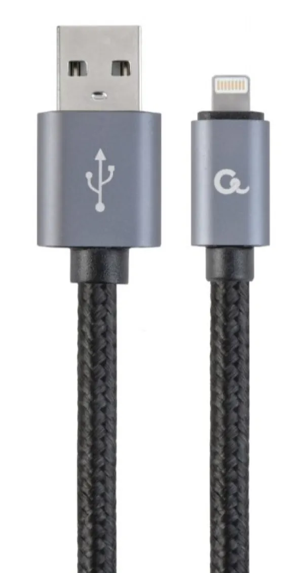 GEMBIRD CCB-mUSB2B-AMLM-6 Gembird Cotton braided 8-pin cable with metal connectors, 1.8 m, black, blister Slika 2