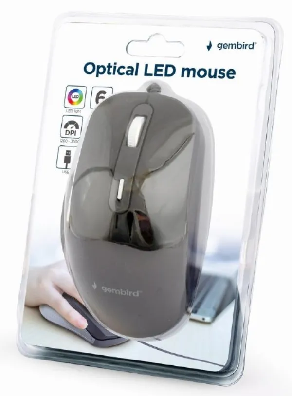 GEMBIRD MUS-6B-02 Gembird RGB Opticki mis 1200-3600Dpi 6-button black 122mm USB Slika 1