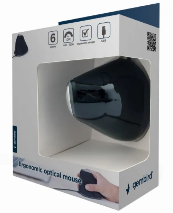GEMBIRD MUS-ERGO-03 Gembird Ergonomic Opticki mis 3600Dpi 6-button black 105mm USB Slika 4