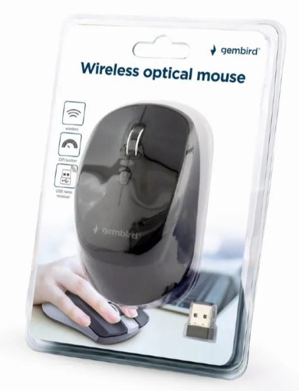 GEMBIRD MUSW-4B-05 Gembird Bezicni mis 2,4Ghz Opticki USB 800-1600Dpi 4-button black 99mm Slika 4