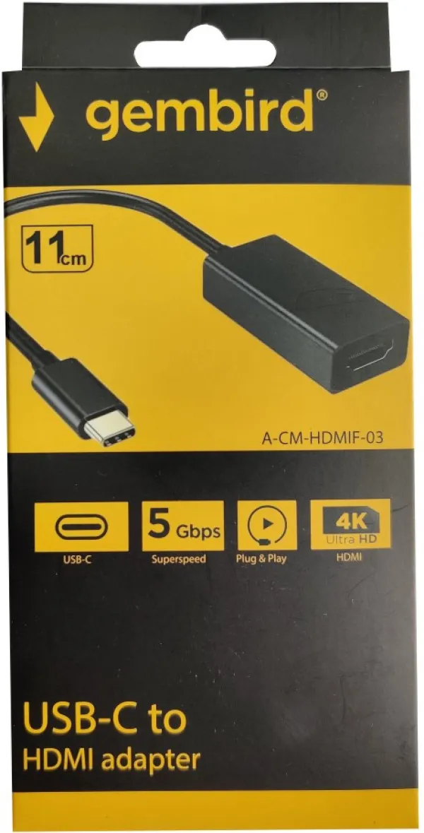GEMBIRD A-CM-HDMIF-03 ** Gembird TYPE-C TO HDMI 11cm CABLE (alt.A-CM-HDMIF-01, A-USB3C-HDMI-01 479) Slika 2