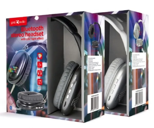 GEMBIRD BHP-LED-02-BK Gembird Bluetooth stereo Slusalice sa mikrofonom Bt V5.0 400mAh/32Ohm, 2h Li-ion Crne Slika 1