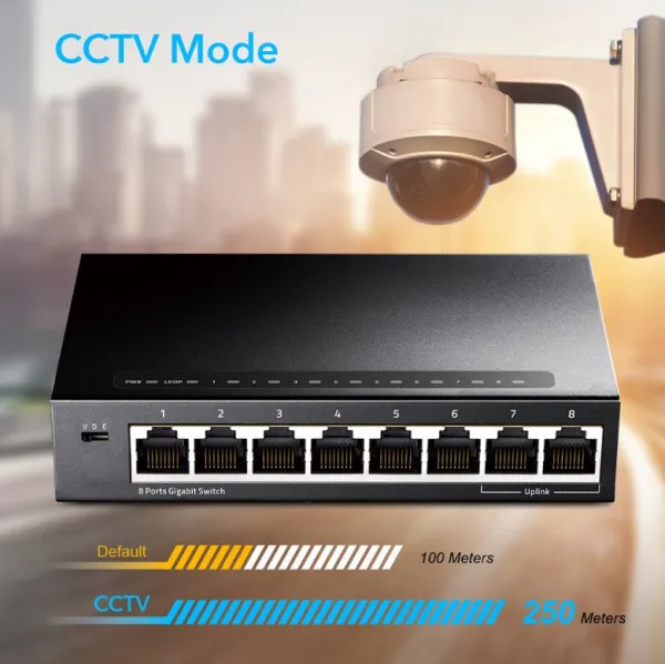 CUDY Cudy GS108 metalni 8-Port Gbit desktop Switch, 8x RJ45 10/100/1000 Slika 3