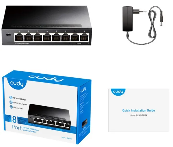 CUDY Cudy GS108 metalni 8-Port Gbit desktop Switch, 8x RJ45 10/100/1000 Slika 4