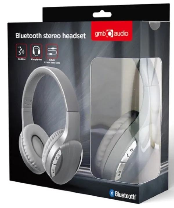 GEMBIRD BTHS-01-SV Gembird Bluetooth stereo Slusalice sa mikrofonom, Silver Slika 1