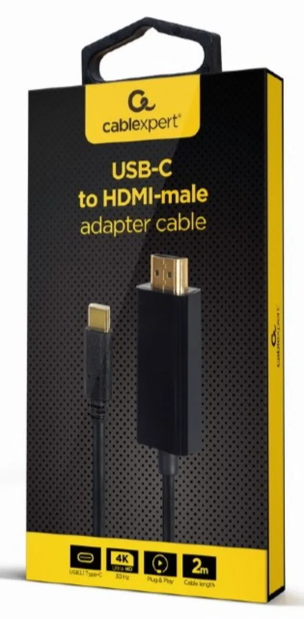 GEMBIRD A-CM-HDMIM-01 Gembird USB-C male to HDMI-male adapter, 4K 30Hz, 2 m, black Slika 2