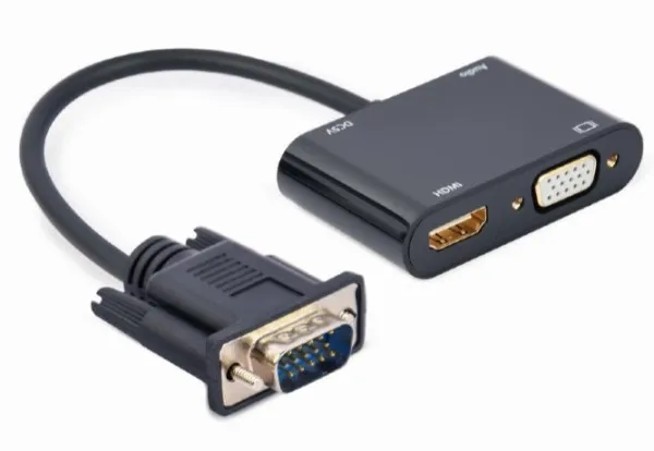 GEMBIRD A-VGA-HDMI-02 Gembird VGA to HDMI + VGA adapter cable, 0.15 m, black Slika 2