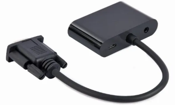 GEMBIRD A-VGA-HDMI-02 Gembird VGA to HDMI + VGA adapter cable, 0.15 m, black Slika 1