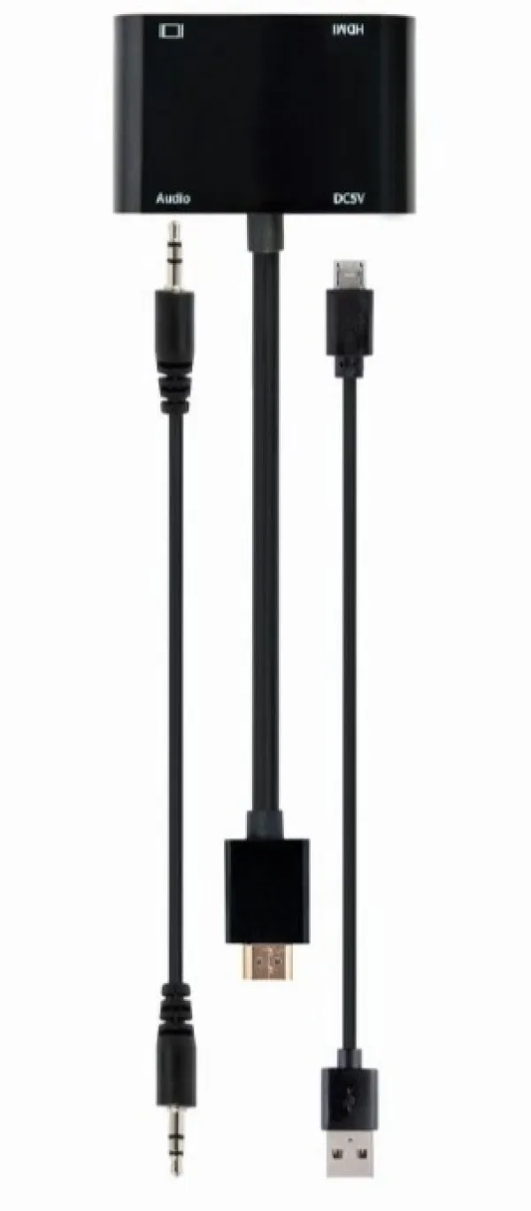 GEMBIRD A-HDMIM-HDMIFVGAF-01 * Gembird HDMI male to HDMI female + VGA female + audio adapter cable, black Slika 2