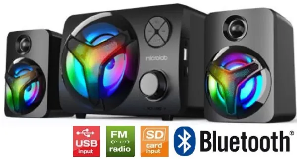 MICROLAB Microlab U210 Aktivni zvucnici 2.1 11W (5W, 2x3W) 3,5mm, SD, FM radio, Bluetooth Slika 1