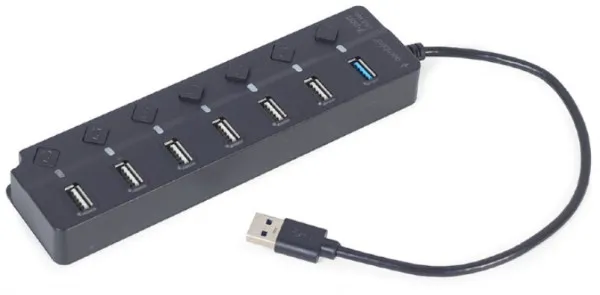GEMBIRD UHB-U3P1U2P6P-01 Gembird 7-port USB hub (1xUSB 3.1 + 6xUSB 2.0) with switches, black Slika 4