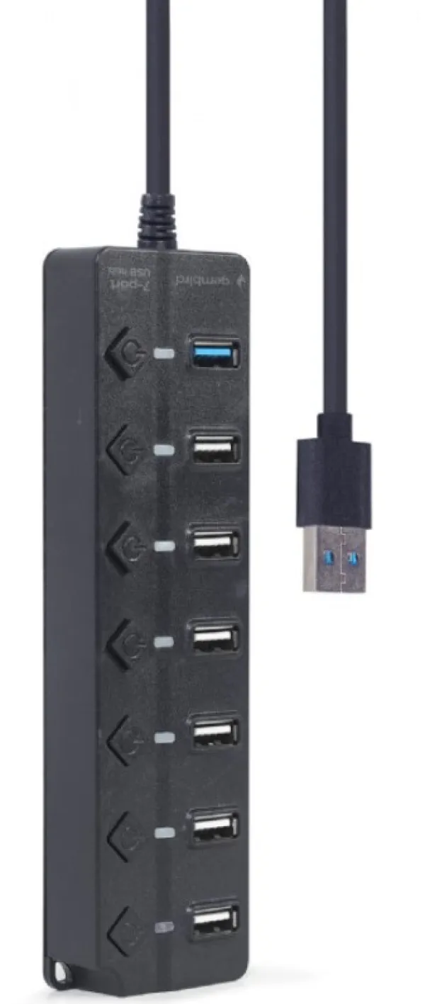 GEMBIRD UHB-U3P1U2P6P-01 Gembird 7-port USB hub (1xUSB 3.1 + 6xUSB 2.0) with switches, black Slika 2