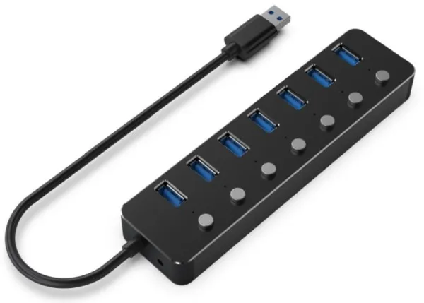 GEMBIRD UHB-U3P7P-01 Gembird 7-port USB 3.1 (Gen 1) hub with switches, black Slika 3