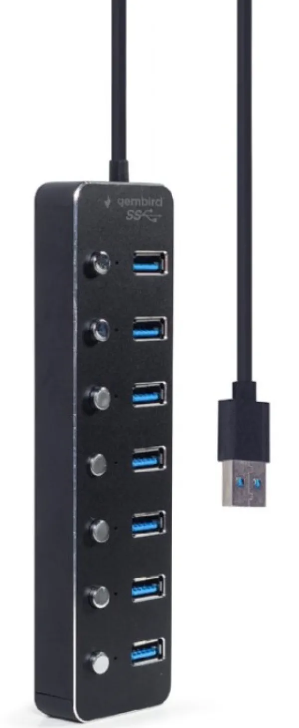 GEMBIRD UHB-U3P7P-01 Gembird 7-port USB 3.1 (Gen 1) hub with switches, black Slika 4