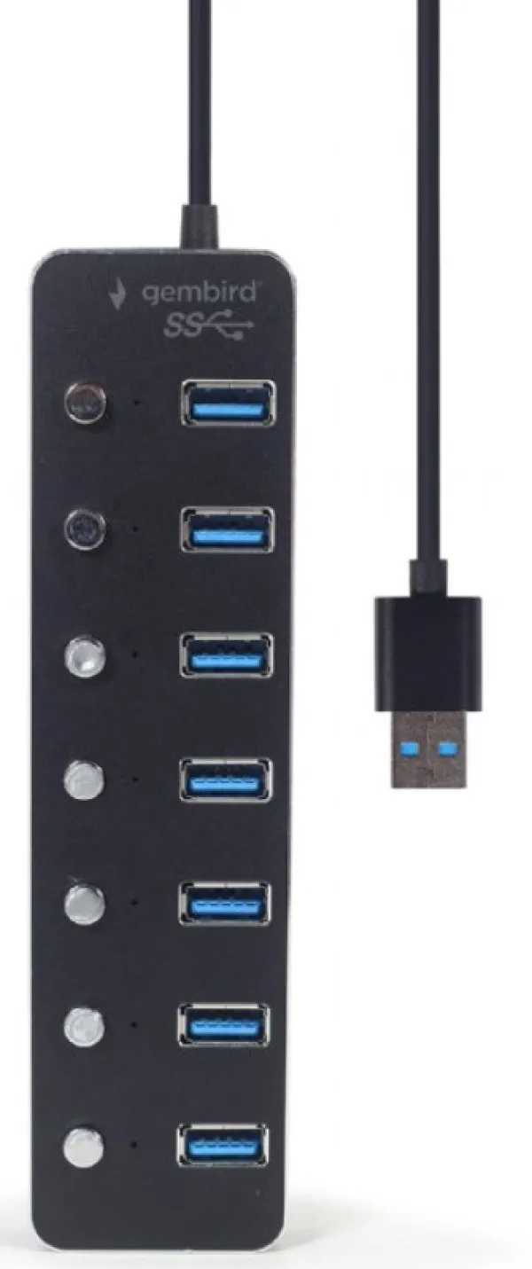 GEMBIRD UHB-U3P7P-01 Gembird 7-port USB 3.1 (Gen 1) hub with switches, black Slika 1
