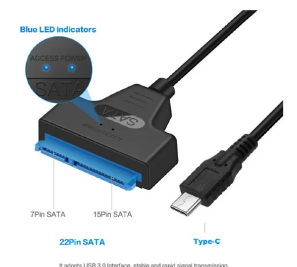 USB C na Sata 22 pin Napojni Kabl NKC-K022 Slika 1