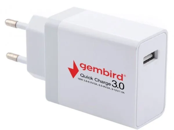 GEMBIRD NPA-AC36 ** Gembird QC3.0 brzi punjac +Type C USB kabl,18W 3.6-6.5V/3A, 6.5V-9V/2A, 9V-12V/1.5A(351) Slika 6