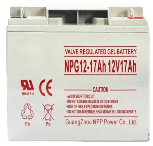 NPP NPG12V-17Ah, GEL BATTERY, C20=17AH, T3, 180*77*167*167, 4,8KG, Light grey Slika 1