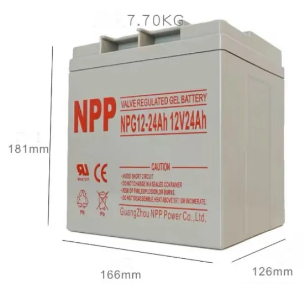 NPP NPG12V-24Ah, GEL BATTERY, C20=24AH, T14, 166x126x174x181, 7,6KG, Light grey Slika 1
