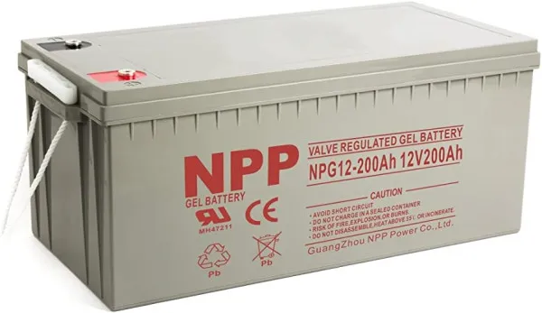 NPP NPG12V-200Ah, GEL BATTERY, C20=200AH, T16, 522x238x218x222, 52,8KG, Light grey Slika 1