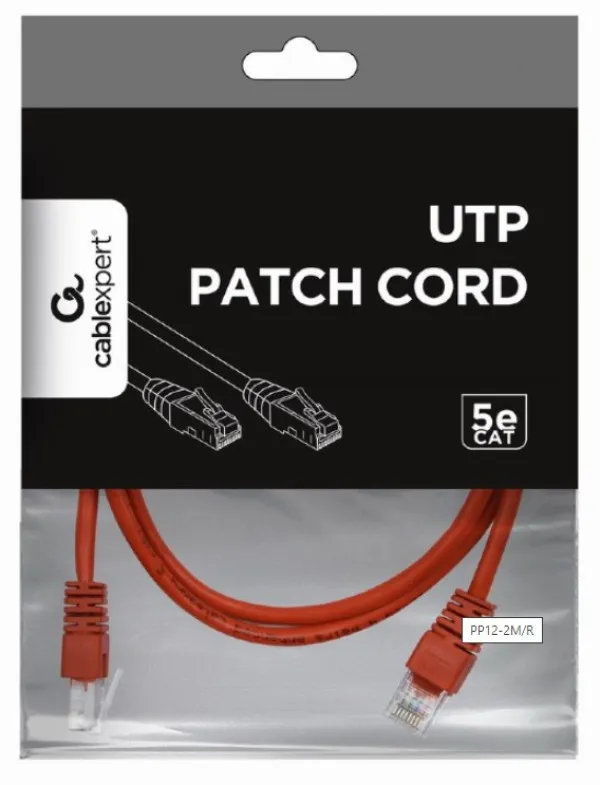 GEMBIRD PP12-2M/R Gembird Mrezni kabl, CAT5e UTP Patch cord 2m red A Slika 1