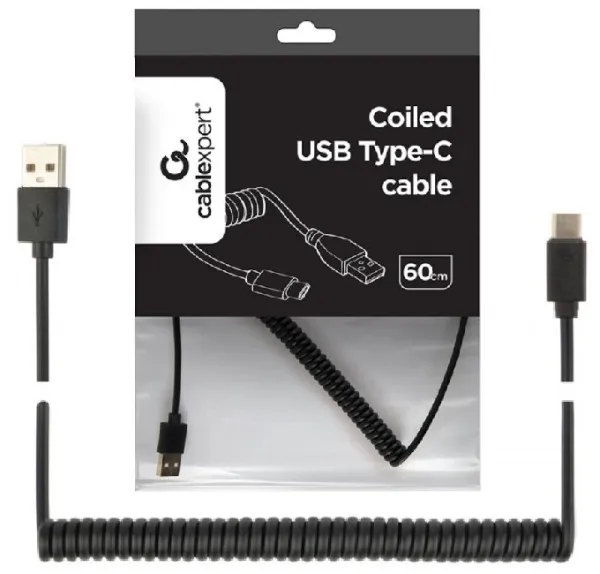 GEMBIRD CC-USB2C-AMCM-0.6M Gembird Spiralni USB 2.0 AM na USB-C kabl, 0.6m, black Slika 4