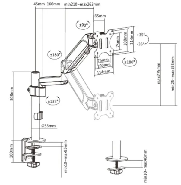 GEMBIRD MA-DA1P-01 Gembird Podesivi stoni drzac za monitor,tilt, 17-32 max.9kg Slika 1
