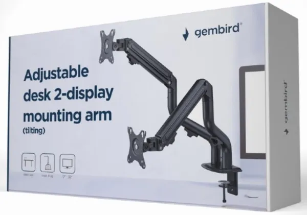GEMBIRD MA-DA2-02 Gembird Podesivi dupli stoni drzac za monitor, tilt,17-27 max.2x8kg (alt.MA-DA2-05) FO Slika 1