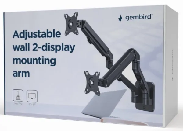 GEMBIRD MA-WA2-01 Gembird Podesivi dupli zidni drzac za monitor,tilt, 17-27 max.2x7kg Slika 1