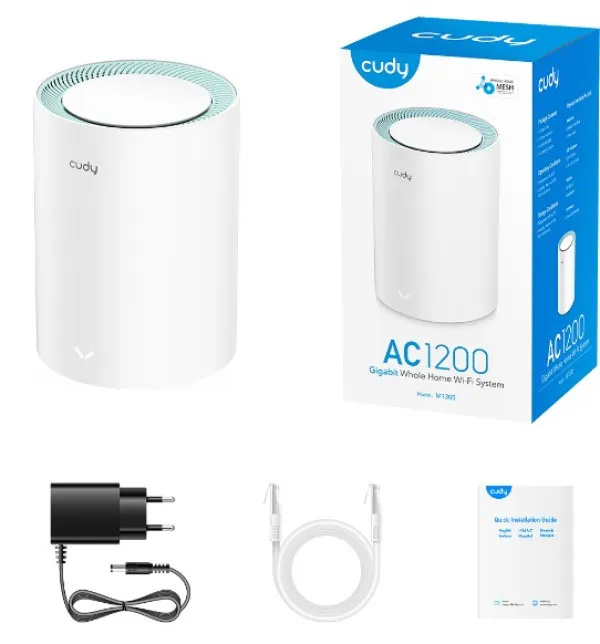 CUDY Cudy M1300 1-pack AC1200 Dual Band 2.4Ghz+5Ghz WiFi MESH, GiGABIT, 4x Antena 16MB/128DDR Slika 1