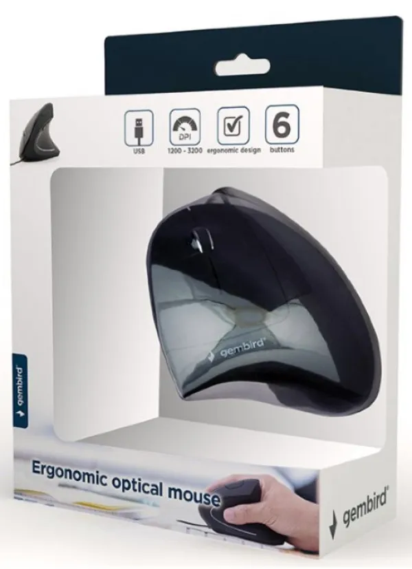 GEMBIRD MUS-ERGO-01 Gembird Ergonomski 6-tastera opticki mis, crna 95mm Slika 4