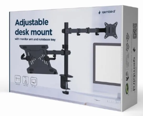 GEMBIRD MA-DA-03 Gembird Podesivi stoni drzac za monitor tilt, 17-32 max.9kg + nosac za laptop Slika 2