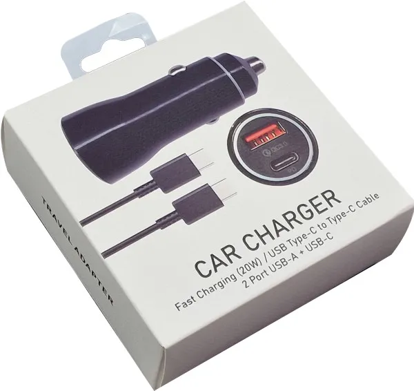 GEMBIRD NPA-AC23 ** Gembird QC3.0 PD auto punjac +kabl-C,20W 3.6V-6.5V/2.4A, 6.5V-9V/1.67, 9V-12V/1.3A (287) Slika 1
