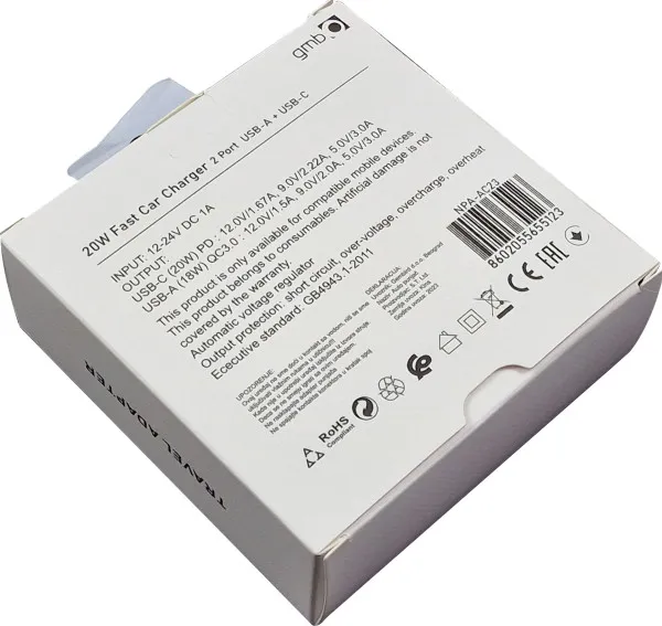 GEMBIRD NPA-AC23 ** Gembird QC3.0 PD auto punjac +kabl-C,20W 3.6V-6.5V/2.4A, 6.5V-9V/1.67, 9V-12V/1.3A (287) Slika 3
