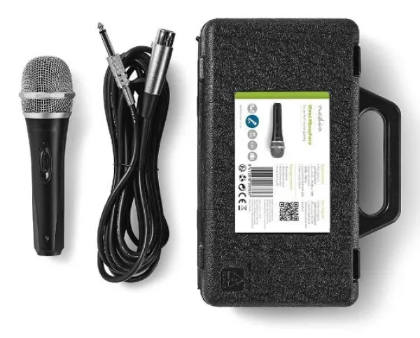 NEDIS MPWD50CBK Karaoke mikrofon, 6.35mm -72dB+, Sensitivity, 50Hz-15kHz, 5.0m + Kofer Slika 3