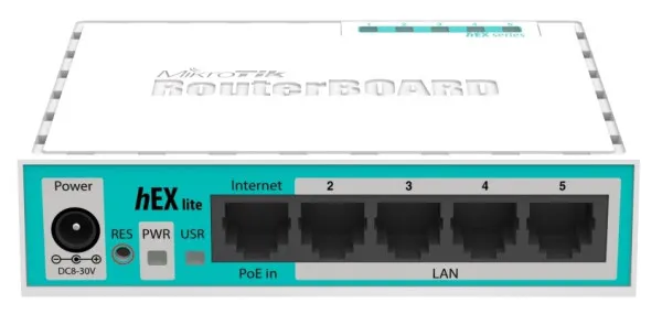 MikroTik RB750r2 heX LITE 5xLAN 10/100, 850MHz CPU, 64MB RAM, RouterOS L4 (265) Slika 1