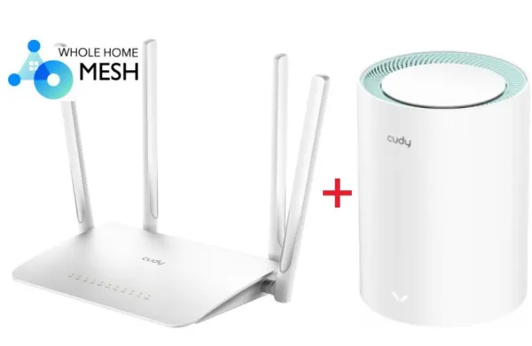 CUDY Cudy SET * WR1300 AC1200 Dual Band 2.4+5Ghz MESH Ruter + M1300 1-pack AC1200 Dual Band MESH (5183) Slika 1