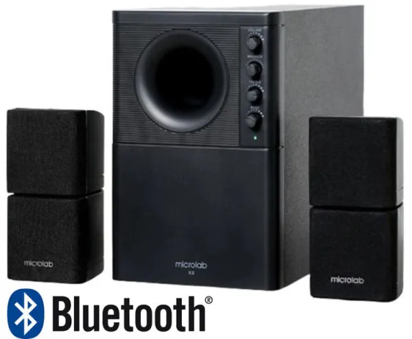 MICROLAB Microlab X2BT Aktivni drveni zvucnici 2.1 sistem 46W RMS (20W+2*13W) 3,5mm, Bluetooth Slika 1