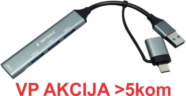 GEMBIRD UHB-U3P4-06 ** Gembird HUB Type-A+C to 3*USB2.0 + 1*USB3.0 Aluminum (287) Slika 2