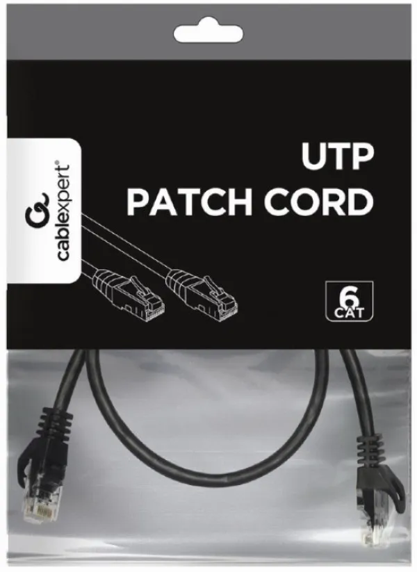 GEMBIRD PP6U-0.25M/BK Gembird Mrezni kabl, CAT6 UTP Patch cord 0.25m black Slika 1